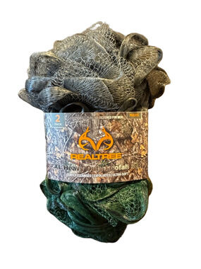 Set of Two Realtree XL Heavy Duty Loofah Set - Gray & Green Poufs Size XL NWT